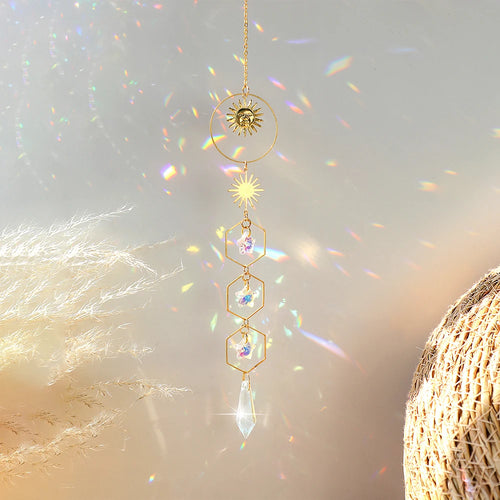Sun Catcher Hanging Crystal Stained Glass Suncatcher Rainbow Prism Suncatchers Window Balcony Garden Outdoor Crystal Decoration