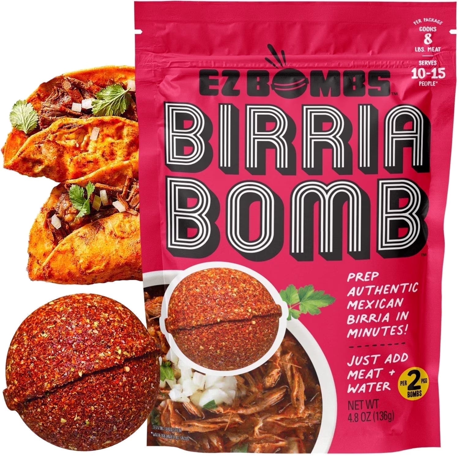 Birria Bomb Seasoning, 2 Pack - 4.8 Oz, Authentic Mexican Spice Mix